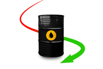 Crude oil barrel on a white background with soft shadow