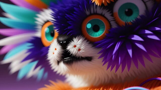 Shaggy hairy woolen cute spider, created with the help of artificial intelligence, AI generative.