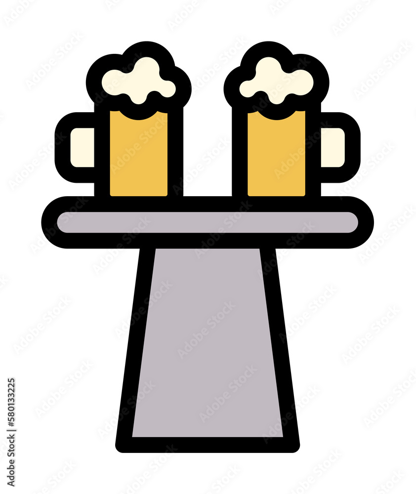 Poster bar table, beer icon. simple color with outline elements of international beer day icons for ui and 