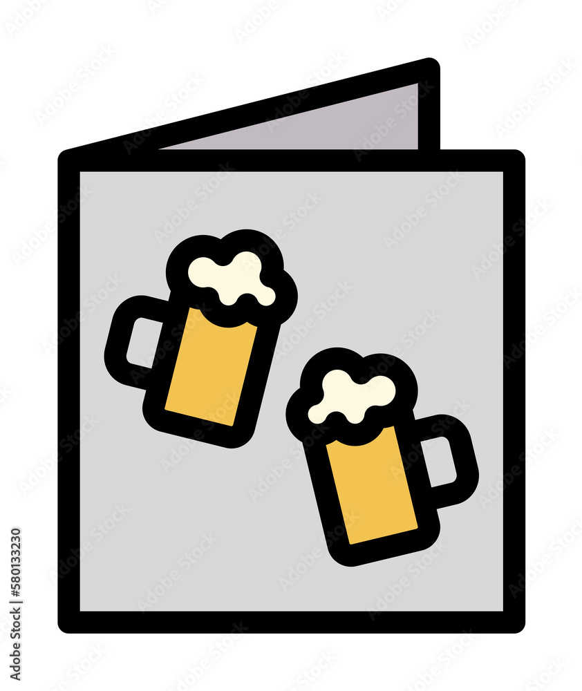 Poster menu, beer, pub icon. simple color with outline elements of international beer day icons for ui and 
