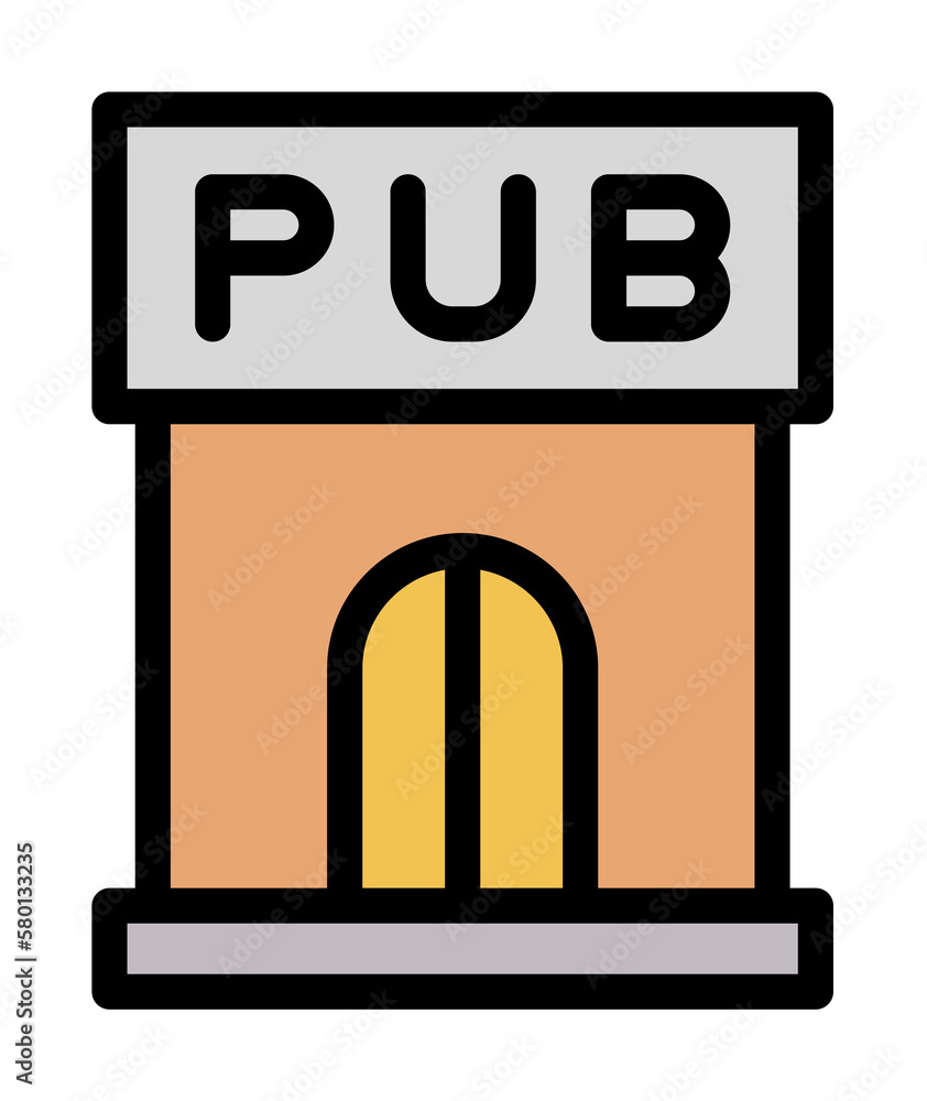 Poster pub, beer icon. simple color with outline elements of international beer day icons for ui and ux, we