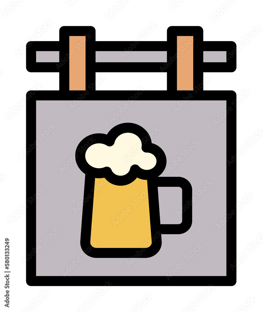 Poster beer sign, board icon. simple color with outline elements of international beer day icons for ui and