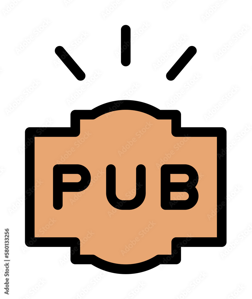 Poster pub sign, label icon. simple color with outline elements of international beer day icons for ui and 