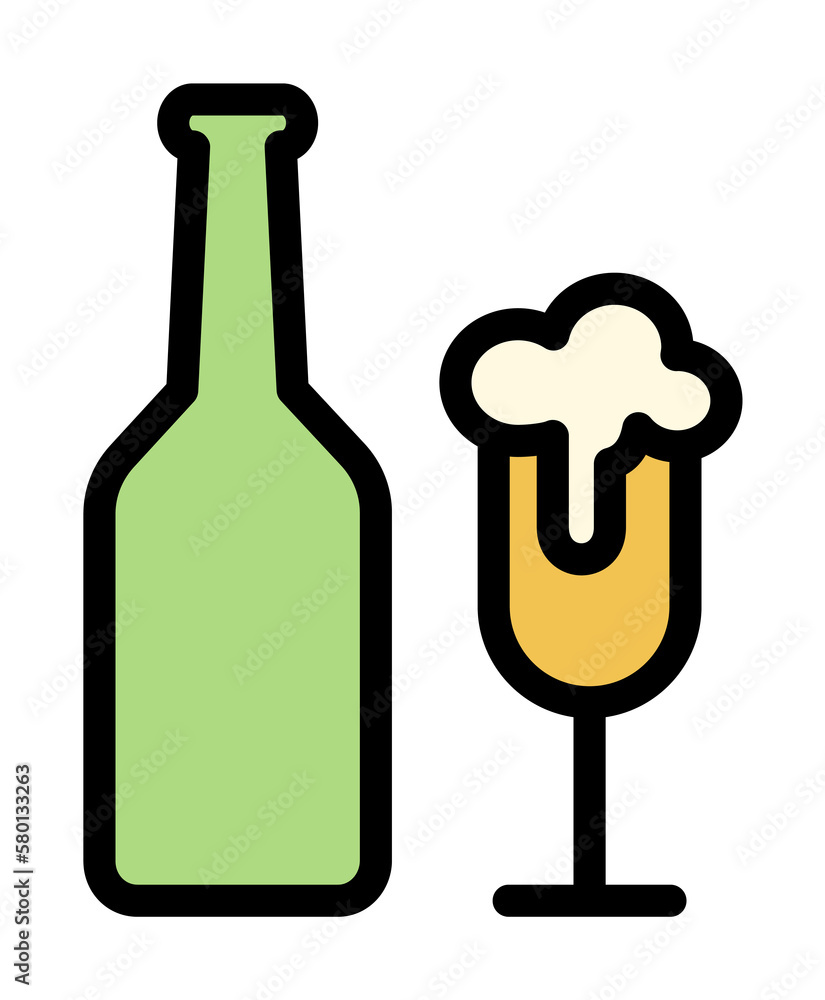 Poster beer bottle, goblet icon. simple color with outline elements of international beer day icons for ui 