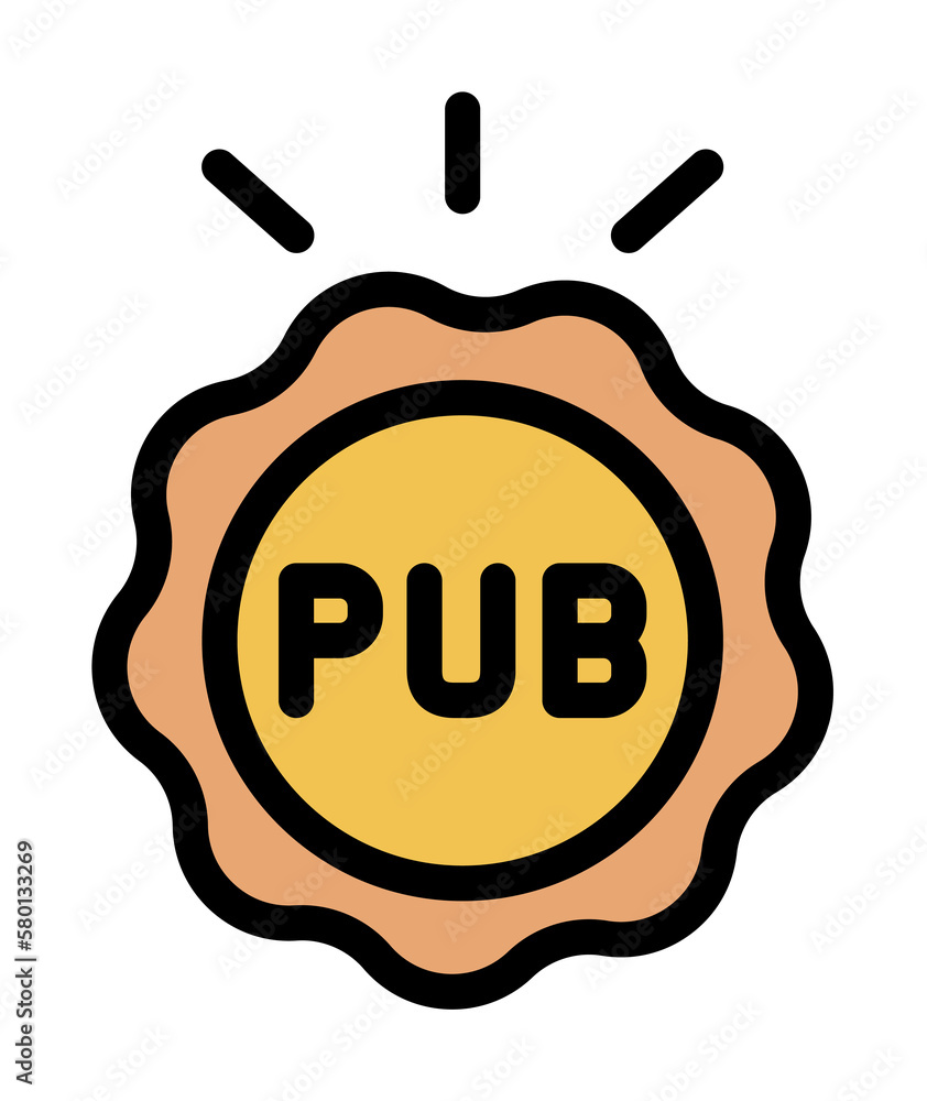 Poster pub sign, label icon. simple color with outline elements of international beer day icons for ui and 