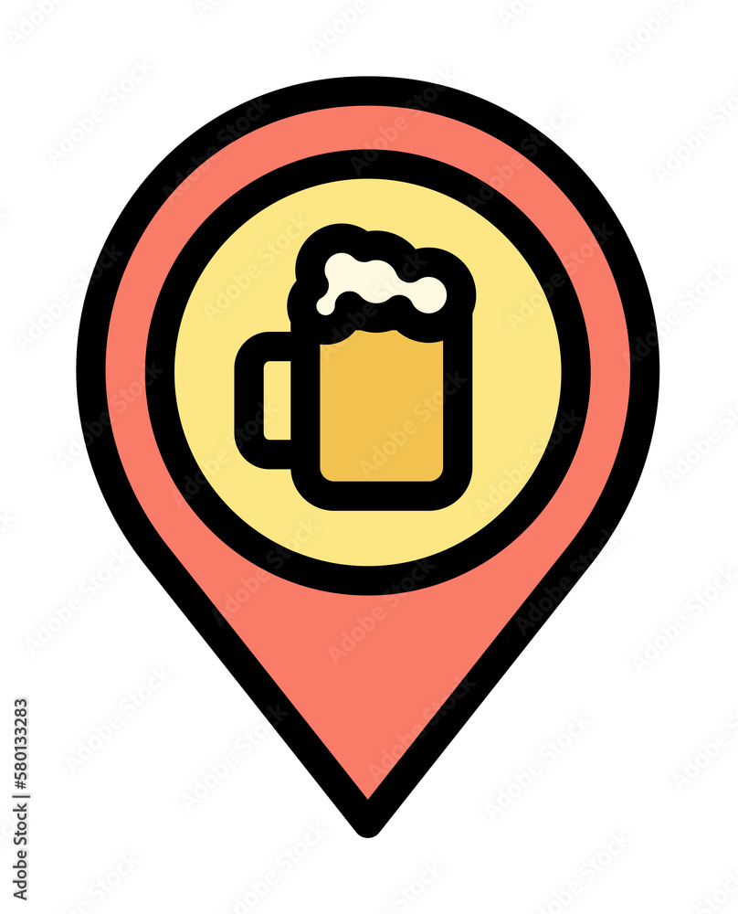 Poster placeholder, pub icon. simple color with outline elements of international beer day icons for ui and