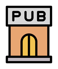Pub, beer icon. Simple color with outline elements of international beer day icons for ui and ux, website or mobile application on white background