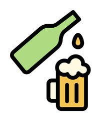 Beer bottle, goblet icon. Simple color with outline elements of international beer day icons for ui and ux, website or mobile application on white background