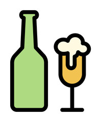 Beer bottle, goblet icon. Simple color with outline elements of international beer day icons for ui and ux, website or mobile application on white background