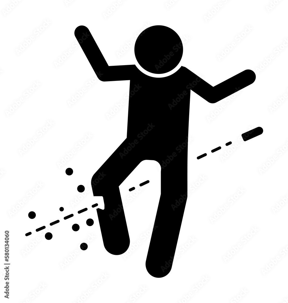 Poster foot man shoot icon. simple warning armed man icons for ui and ux website or mobile application on w