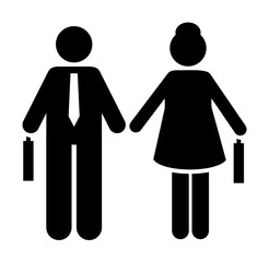 Pictogram of woman, man, jobless icon on white background