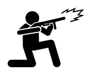 Obraz premium Spider man shot icon. Simple warning armed man icons for ui and ux website or mobile application on white background