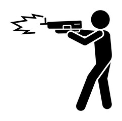 Man gun shoot icon. Simple warning armed man icons for ui and ux website or mobile application on white background
