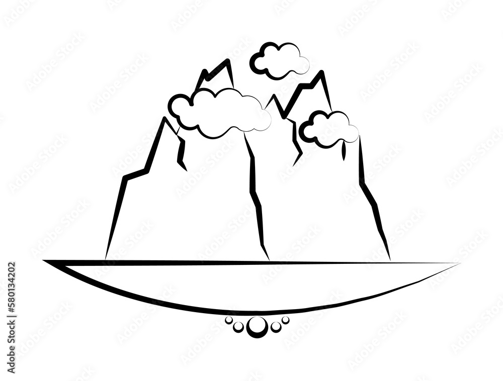 Aufkleber cloud mountain icon. element of landscape icon for mobile concept and web apps. hand drawn cloud mou