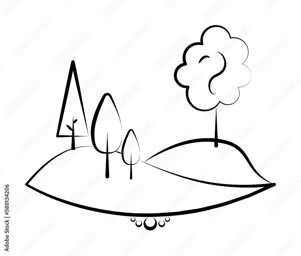 Aufkleber hill tree icon. element of landscape icon for mobile concept and web apps. hand drawn hill tree icon