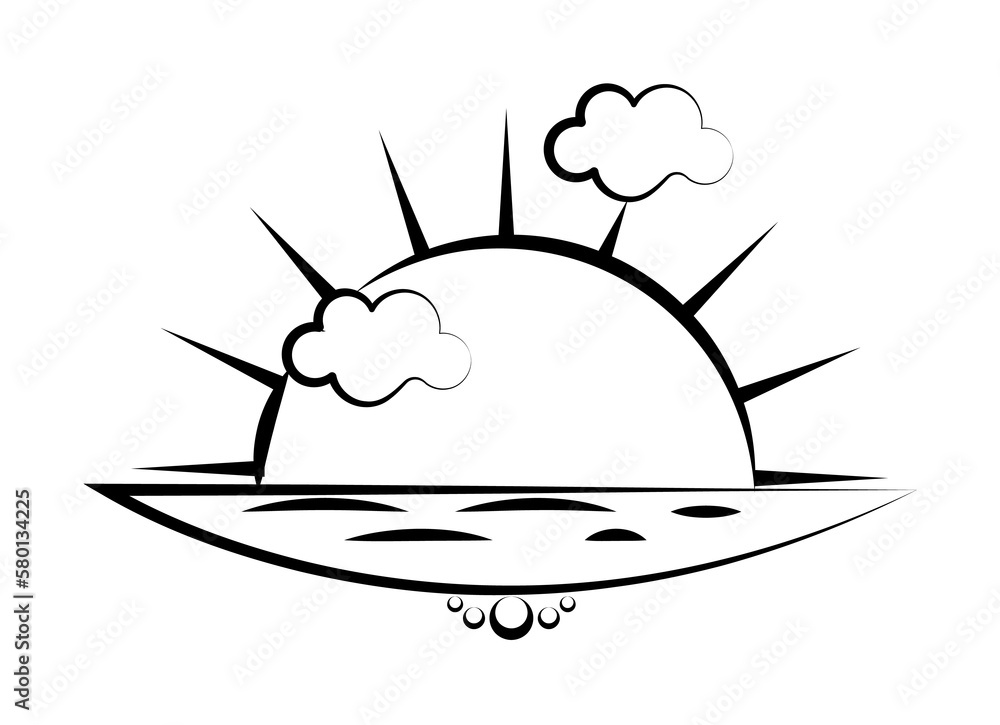 Aufkleber sunset icon. element of landscape icon for mobile concept and web apps. hand drawn sunset icon can b
