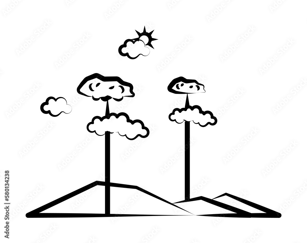 Aufkleber tree sun cloud icon. element of landscape icon for mobile concept and web apps. hand drawn tree sun 