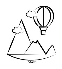 mountain cloud ballon icon. Element of landscape icon for mobile concept and web apps. Hand drawn mountain cloud ballon icon can be used for web and mobile on white background