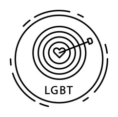 Target, circle, lgbt icon. Simple line, outline sexual minoritie icons in circle for ui and ux, website or mobile application on white background