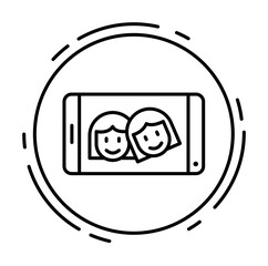 Selfie, lesbian, lgbt icon. Simple line, outline sexual minoritie icons in circle for ui and ux, website or mobile application on white background