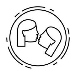 Kiss, lesbian, lgbt icon. Simple line, outline sexual minoritie icons in circle for ui and ux, website or mobile application on white background