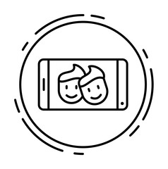 Gay, selfie, lgbt icon. Simple line, outline sexual minoritie icons in circle for ui and ux, website or mobile application on white background