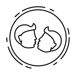 Kiss, gay, lgbt icon. Simple line, outline sexual minoritie icons in circle for ui and ux, website or mobile application on white background