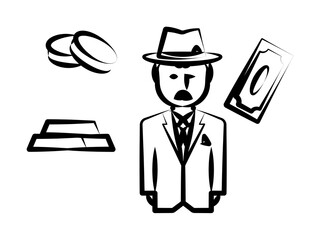 gang, criminal, money, mafia icon. Element of crime icon for mobile concept and web apps. Hand drawn gang, criminal, money, mafia icon can be used for web and mobile on white background