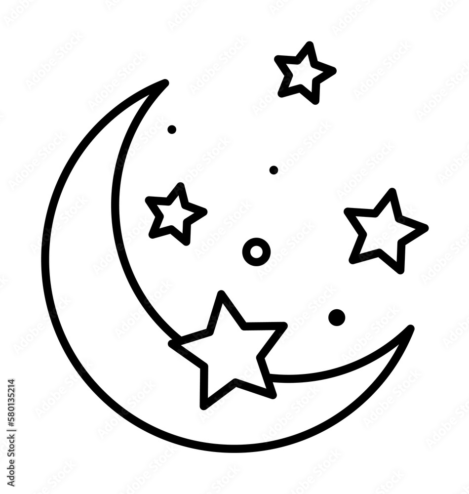 Poster moon, stars, magic icon. element of magic for mobile concept and web apps icon. thin line icon for w