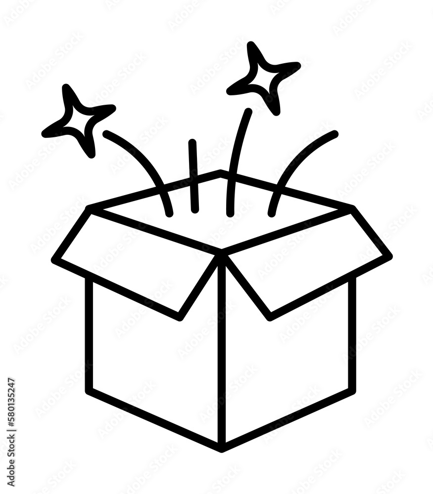 Poster magic box, star icon. element of magic for mobile concept and web apps icon. thin line icon for webs