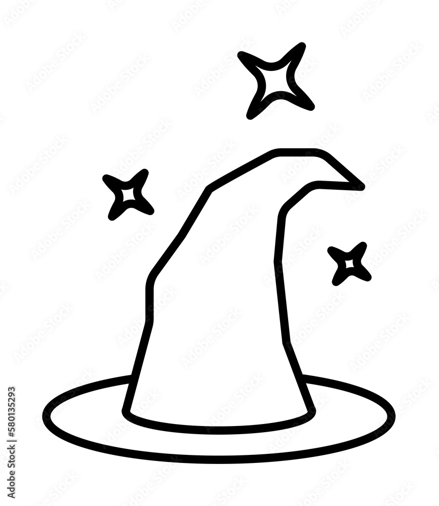 Poster magic hat, witch hat icon. element of magic for mobile concept and web apps icon. thin line icon for