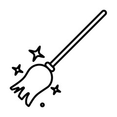 Magic broom, shine icon. Element of magic for mobile concept and web apps icon. Thin line icon for website design and development on white background