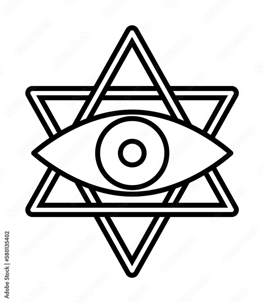 Poster esoteric, magic, eye icon. element of magic for mobile concept and web apps icon. thin line icon for