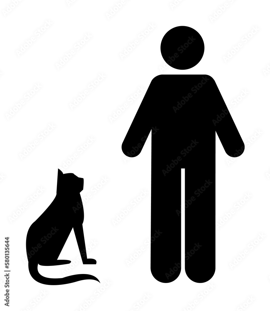 Poster cat, man icon. element of man with random object icon. premium quality graphic design icon. signs an