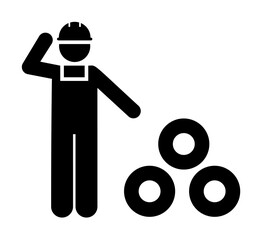 Wheel, worker, man, job icon. Element of manufacturing icon. Premium quality graphic design icon. Signs and symbols collection icon for websites, web design on white background