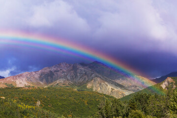 Rainbow in mountains