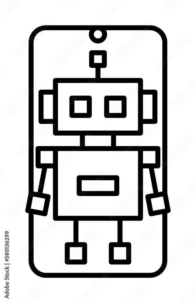 Poster controller robot mobile icon. element of mobile technology on white background
