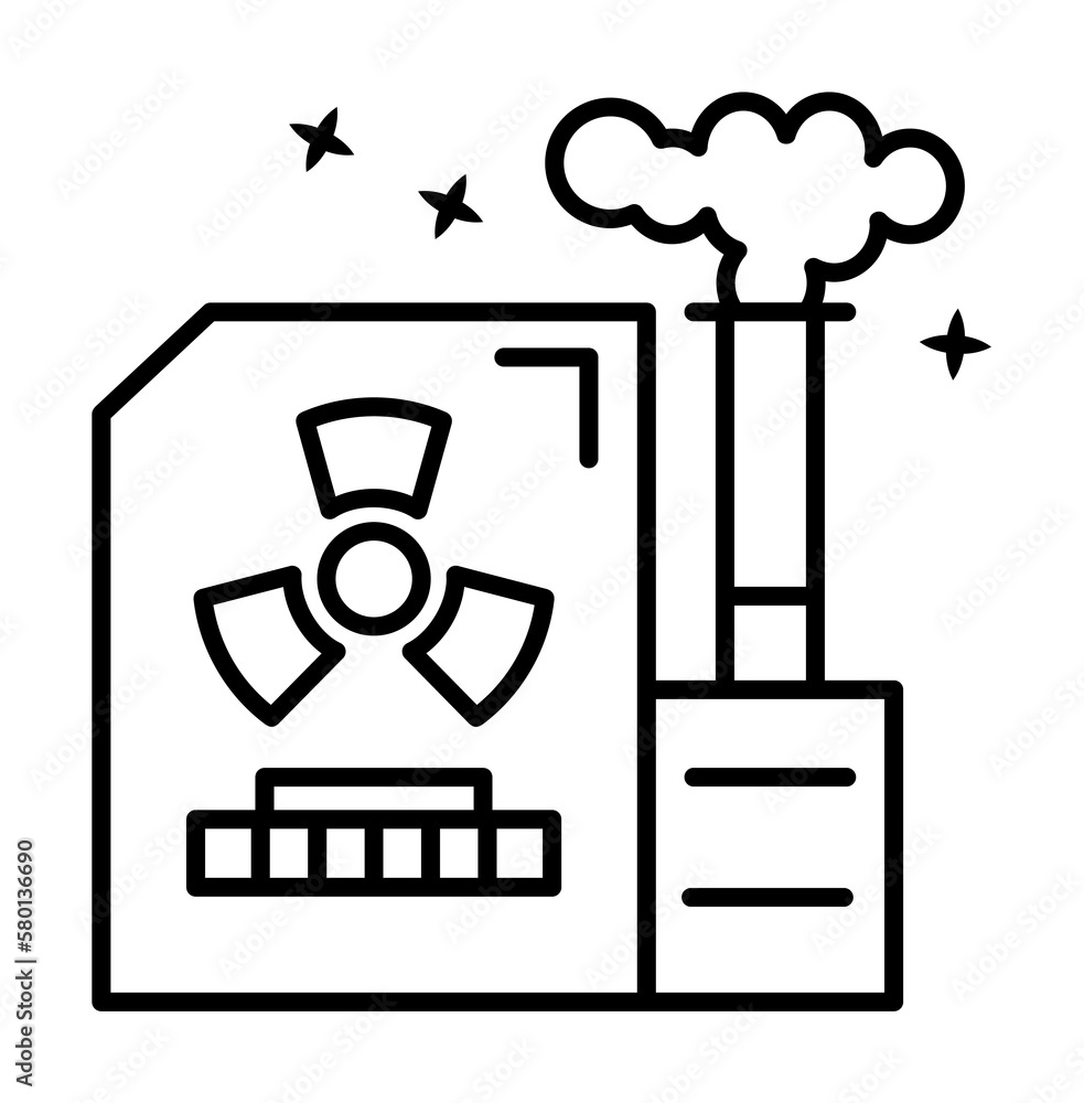 Poster nuclear power industry icon. simple line outline of nuclear energy icons for ui and ux website or mo