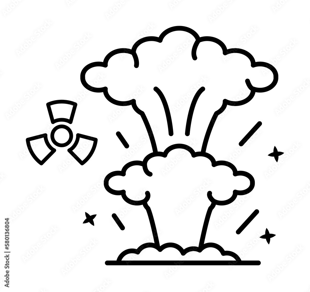 Poster nuclear explosion weapon icon. simple line outline of nuclear energy icons for ui and ux website or 