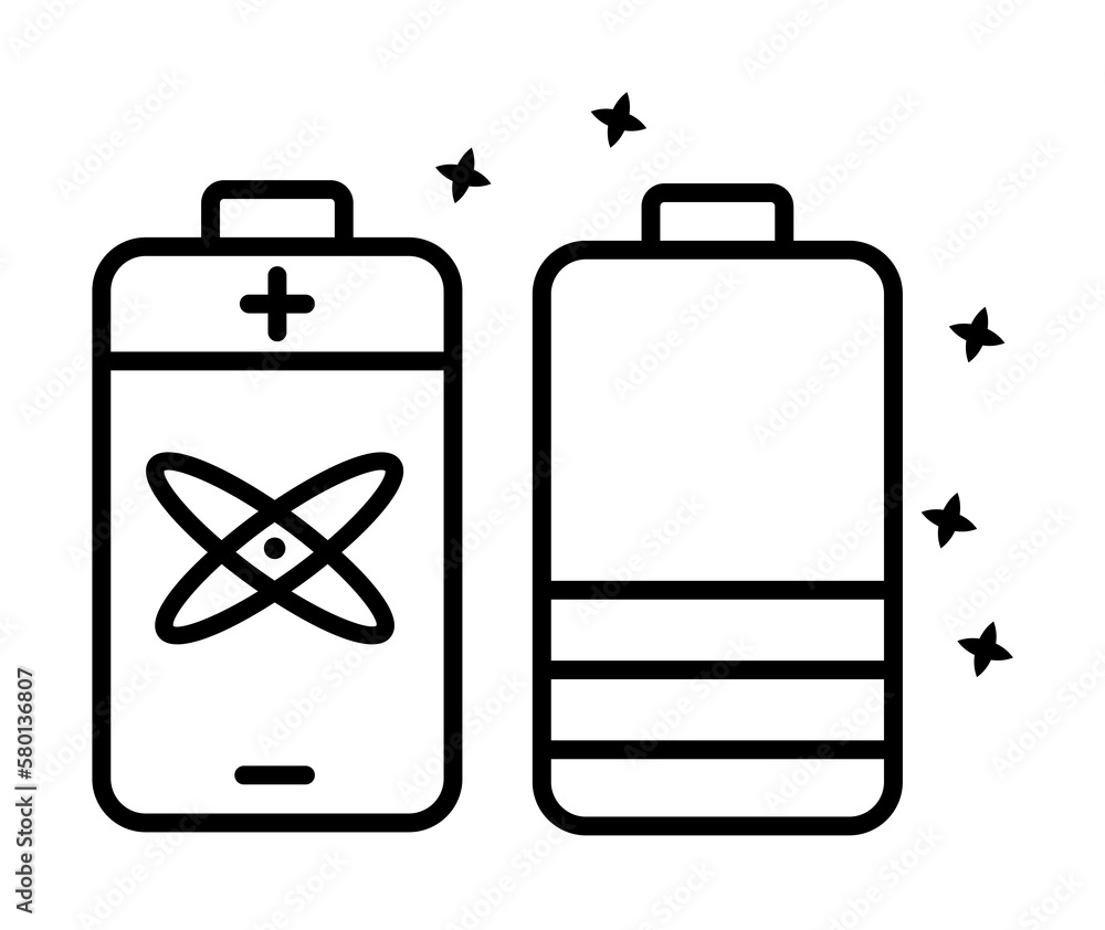 Aufkleber battery nuclear energy icon. simple line outline of nuclear energy icons for ui and ux website or mo