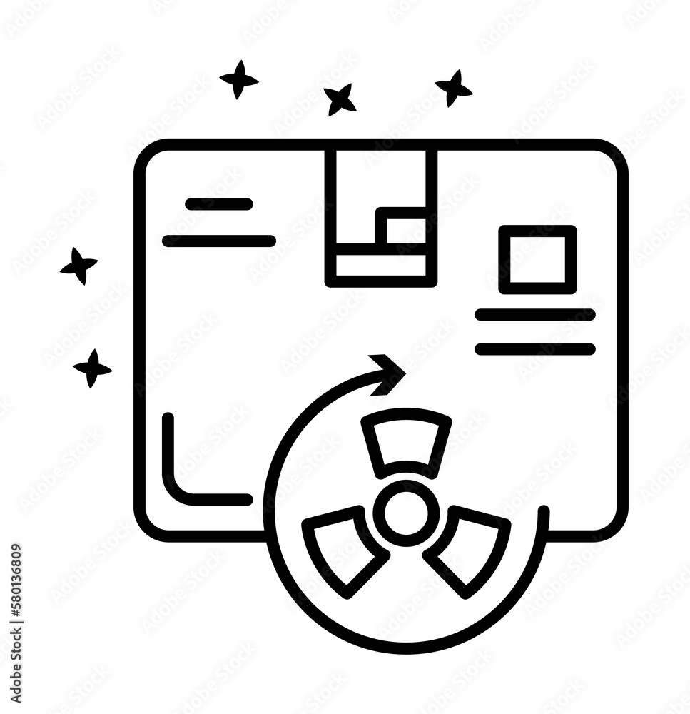 Poster geiger counter radiation icon. simple line outline of nuclear energy icons for ui and ux website or 
