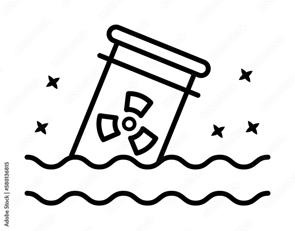 Poster waste barrel poison icon. simple line outline of nuclear energy icons for ui and ux website or mobil