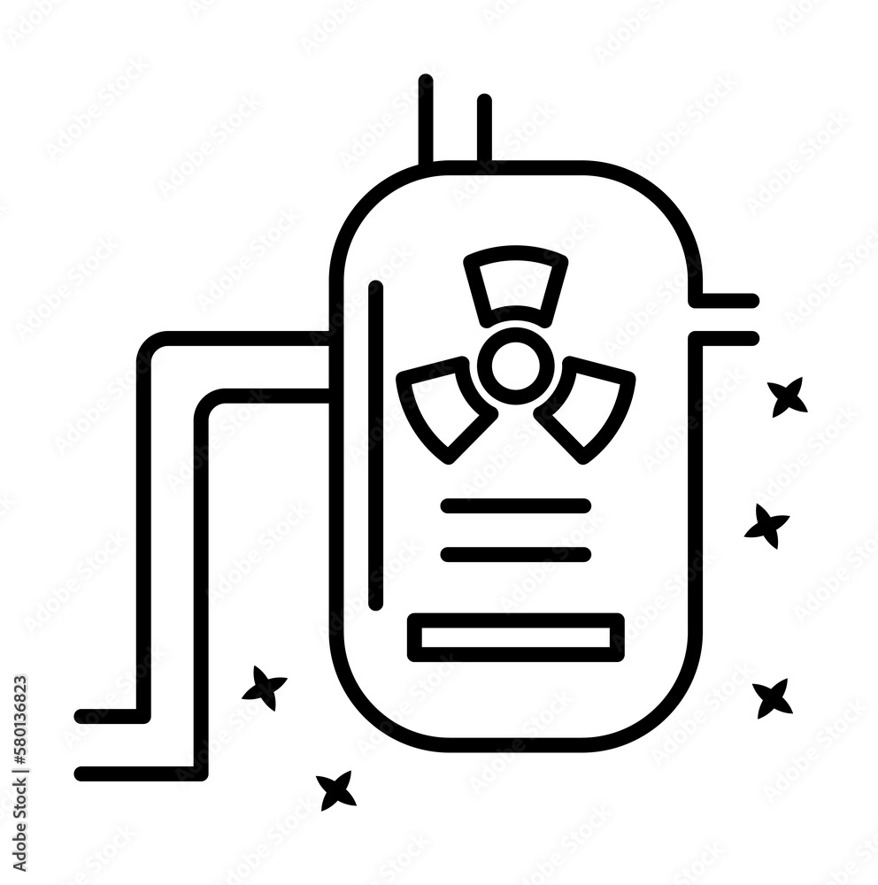 Poster tank with radioactive substances icon. Simple line outline of nuclear energy icons for ui and ux website or mobile application on white background