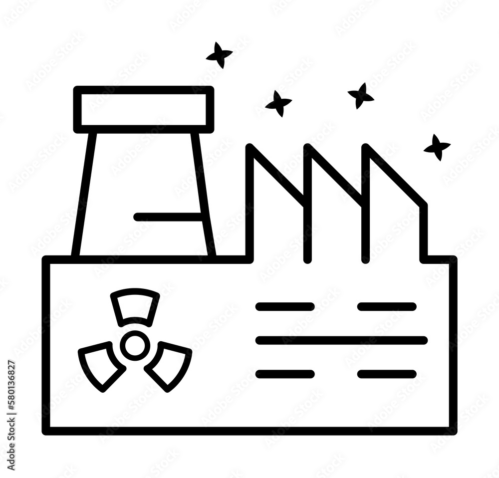 Poster industry nuclear factory icon. simple line outline of nuclear energy icons for ui and ux website or 