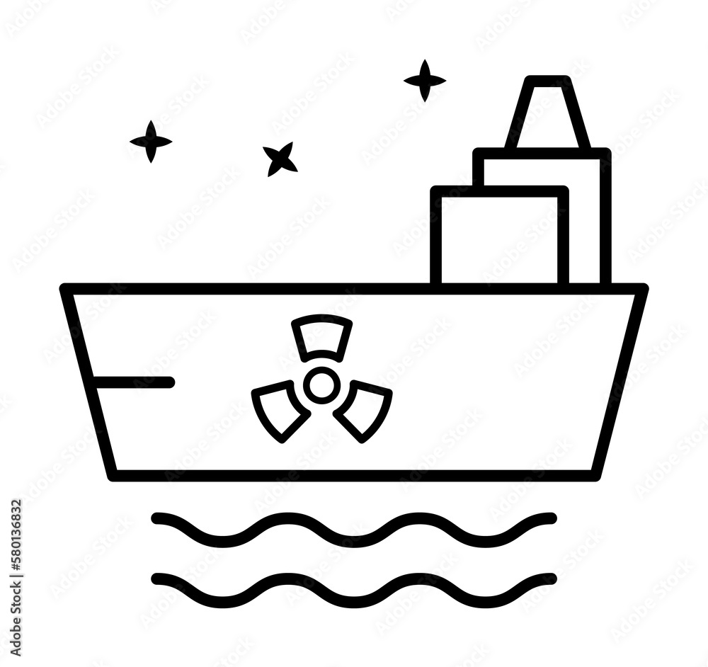 Poster ship nuclear naval icon. simple line outline of nuclear energy icons for ui and ux website or mobile