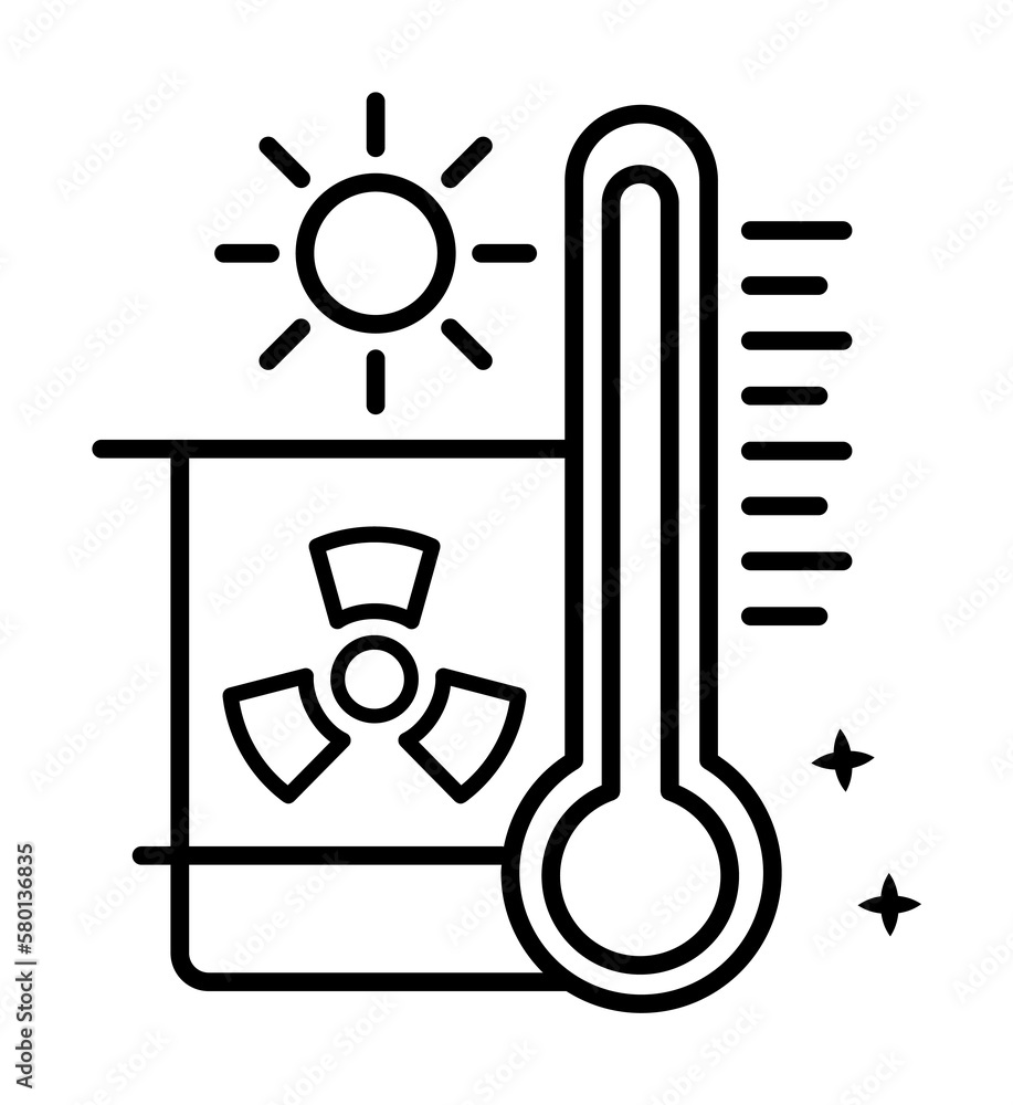Aufkleber thermometer sun weather icon. simple line outline of nuclear energy icons for ui and ux website or m