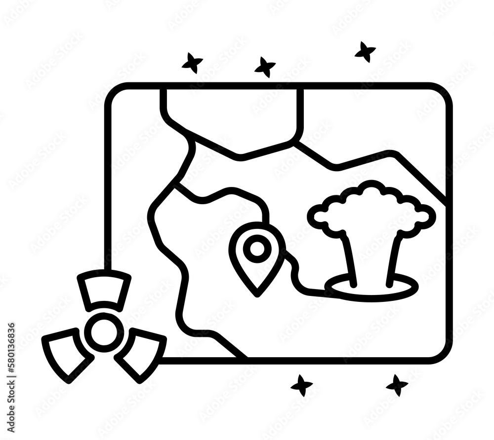 Poster location explosion icon. simple line outline of nuclear energy icons for ui and ux website or mobile