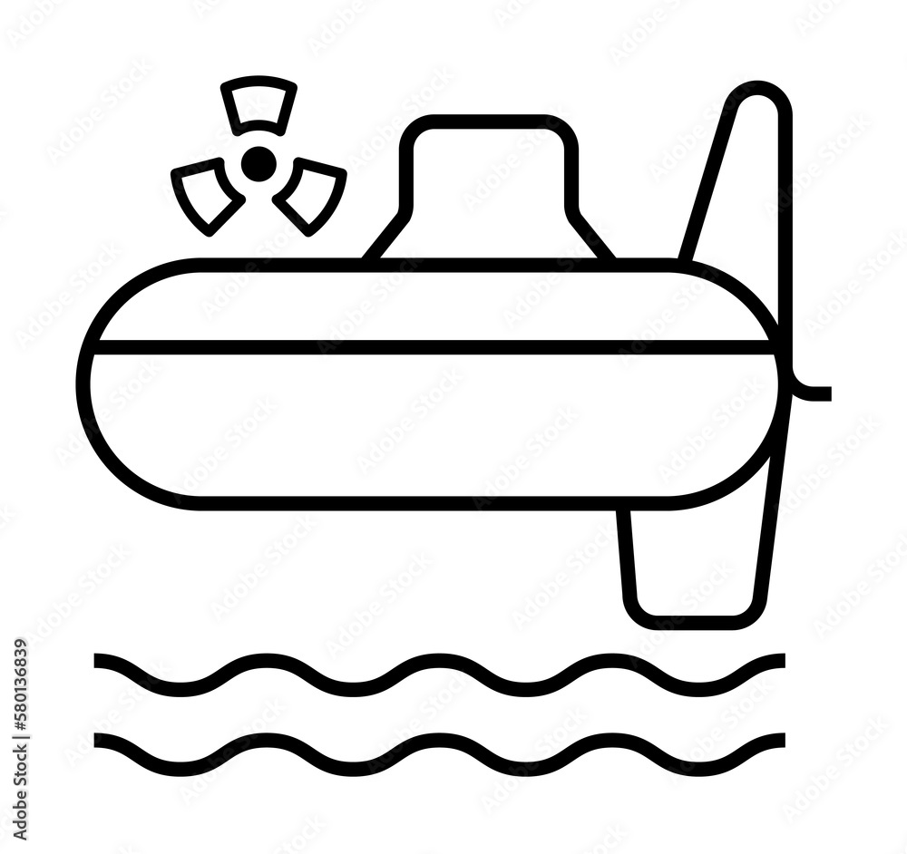 Poster submarines nuclear icon. simple line outline of nuclear energy icons for ui and ux website or mobile