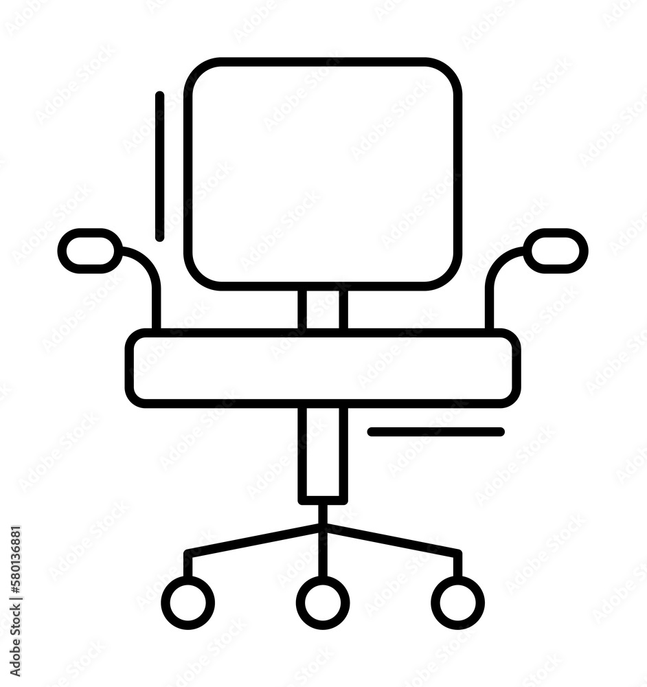 Poster office chair icon. simple line, outline elements of office tool icons for ui and ux, website or mobi