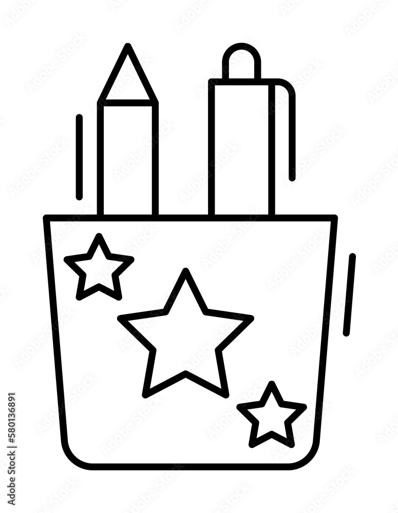 Poster pencil holder icon. simple line, outline elements of office tool icons for ui and ux, website or mob